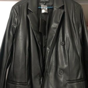 Black faux leather blazer